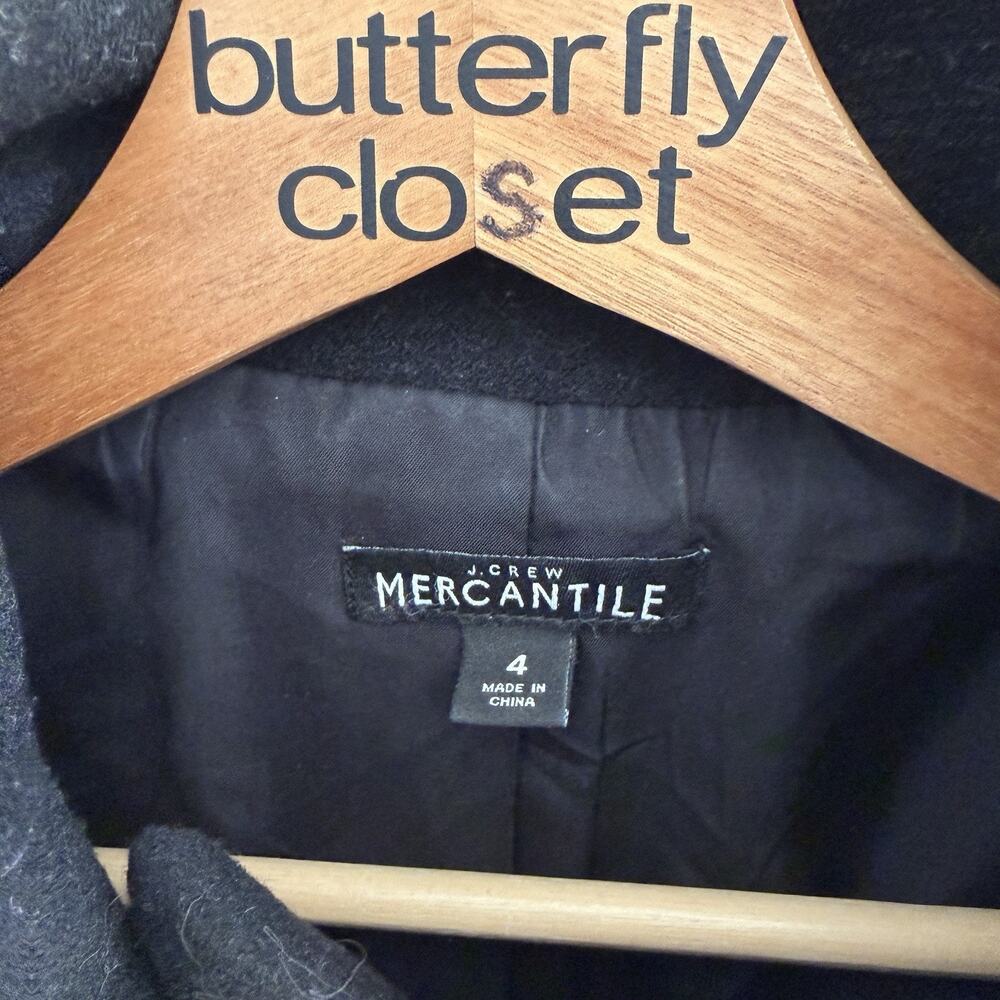 J. Crew Womens Black City Coat Size 4 preppy classic winter full zip academia - Picture 2 of 3